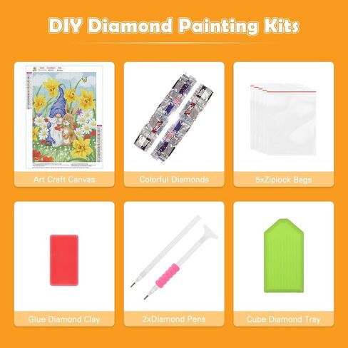 MOBDEA جنوم الماس مجموعات الطلاء للبالغين، DIY الطلاء بالأرقام للبالغين المبتدئين، DIY الحفر الكامل الماس النقاط لوحات زهرة صورة الفنون الحرفية للمنزل جدار الفن ديكور 12x16 بوصة in Kuwait