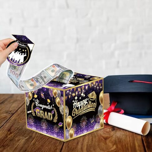 Estivaux 2024 Graduation Money Box for Cash Gift Pull, Congrats Grad Card Box Green Cardboard Card Box Pull Out Class of 2024 Money Gift Box Holder for Graduation Party Supplies in Saudi Arabia