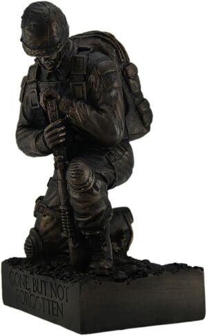 Zeckos Silent Salute - Kneeling Military Soldier with Rifle In Ground Memorial Resin Statue - for Indoor or Outdoor Display - 8.5 Inches Tall - Antique Bronze Finish in Saudi Arabia