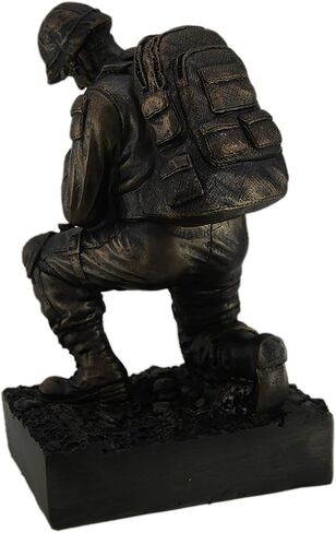 Zeckos Silent Salute - Kneeling Military Soldier with Rifle In Ground Memorial Resin Statue - for Indoor or Outdoor Display - 8.5 Inches Tall - Antique Bronze Finish in Saudi Arabia
