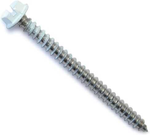 014973187057 White Hex Head Sheet Metal Screws, 8 x 2, Piece-12 in Saudi Arabia