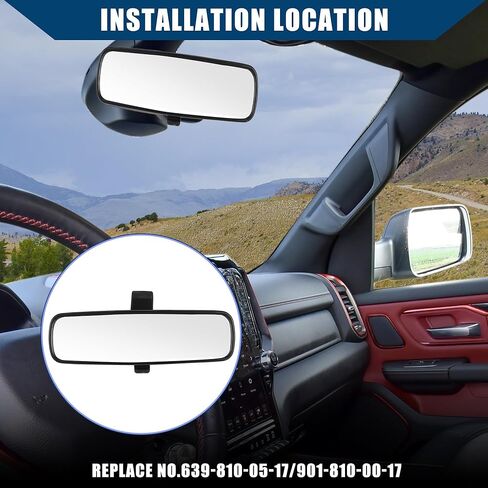 مرآة الرؤية الخلفية الداخلية لسيارة Mercedes-Benz Metris 2016-2023 لسيارة Mercedes-Benz Sprinter 2500 3500 2010-2018 / مرآة الرؤية الخلفية الداخلية / متينة / قطعة واحدة باللون الأسود in Kuwait