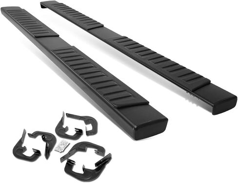 DNA MOTORING 6 بوصات من الفولاذ المقاوم للصدأ Nerf Step Bar لوحة الجري متوافقة مع 07-18 Silverado 1500 كابينة ممتدة، 07-19 Silverado/Sierra 2500HD 3500HD كابينة ممتدة، أسود/فضي، STEPB-ZTL-8018 in Saudi Arabia