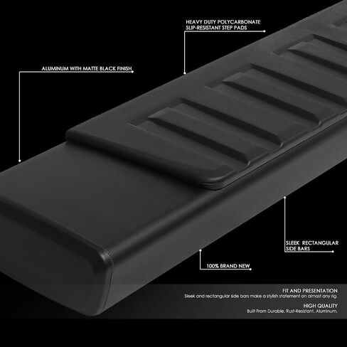 DNA MOTORING 6 بوصات من الفولاذ المقاوم للصدأ Nerf Step Bar لوحة الجري متوافقة مع 07-18 Silverado 1500 كابينة ممتدة، 07-19 Silverado/Sierra 2500HD 3500HD كابينة ممتدة، أسود/فضي، STEPB-ZTL-8018 in Saudi Arabia