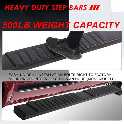 DNA MOTORING 6 بوصات من الفولاذ المقاوم للصدأ Nerf Step Bar لوحة الجري متوافقة مع 07-18 Silverado 1500 كابينة ممتدة، 07-19 Silverado/Sierra 2500HD 3500HD كابينة ممتدة، أسود/فضي، STEPB-ZTL-8018 in Saudi Arabia