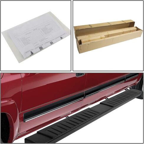 DNA MOTORING 6 بوصات من الفولاذ المقاوم للصدأ Nerf Step Bar لوحة الجري متوافقة مع 07-18 Silverado 1500 كابينة ممتدة، 07-19 Silverado/Sierra 2500HD 3500HD كابينة ممتدة، أسود/فضي، STEPB-ZTL-8018 in Saudi Arabia