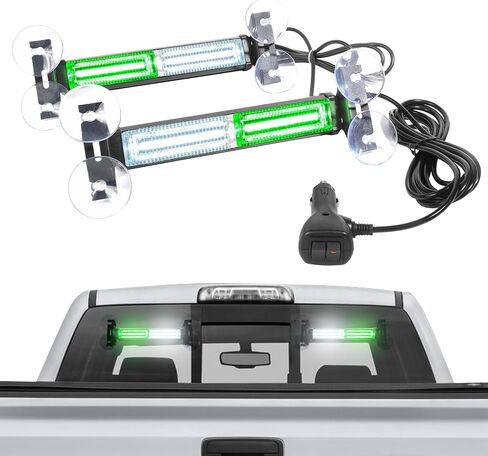 2x10.7inch Emergency Strobe Lights Bar,Car Accessories 1002L Emergency Strobe Traffic Advisor Light Bar,LED Emergency Strobe Dash Light Bar,Front/Rear Windshield Visor Light (Amber/White) in Saudi Arabia