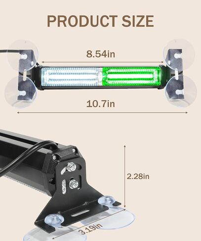 2x10.7inch Emergency Strobe Lights Bar,Car Accessories 1002L Emergency Strobe Traffic Advisor Light Bar,LED Emergency Strobe Dash Light Bar,Front/Rear Windshield Visor Light (Amber/White) in Saudi Arabia