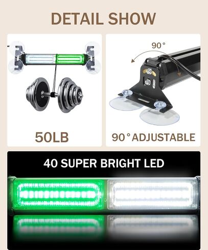 2x10.7inch Emergency Strobe Lights Bar,Car Accessories 1002L Emergency Strobe Traffic Advisor Light Bar,LED Emergency Strobe Dash Light Bar,Front/Rear Windshield Visor Light (Amber/White) in Saudi Arabia