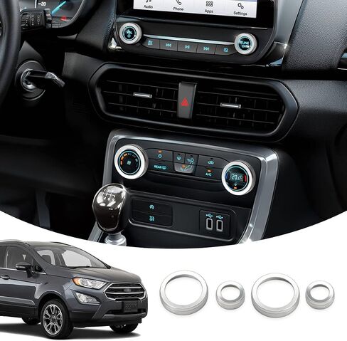 أغطية مقبض Auovo AC متوافقة مع ملحقات Ford Escape 2020-2024 EcoSport 2018-2023 غطاء مقبض مكيف الهواء الدائري لحجم مكيف الهواء 4 قطع (فضي) in Saudi Arabia