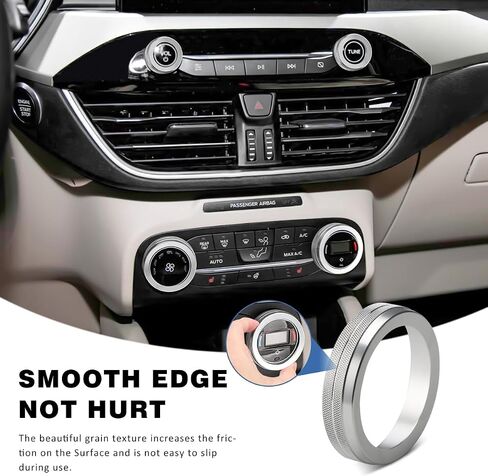 أغطية مقبض Auovo AC متوافقة مع ملحقات Ford Escape 2020-2024 EcoSport 2018-2023 غطاء مقبض مكيف الهواء الدائري لحجم مكيف الهواء 4 قطع (فضي) in Saudi Arabia