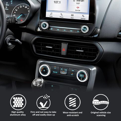 أغطية مقبض Auovo AC متوافقة مع ملحقات Ford Escape 2020-2024 EcoSport 2018-2023 غطاء مقبض مكيف الهواء الدائري لحجم مكيف الهواء 4 قطع (فضي) in Saudi Arabia
