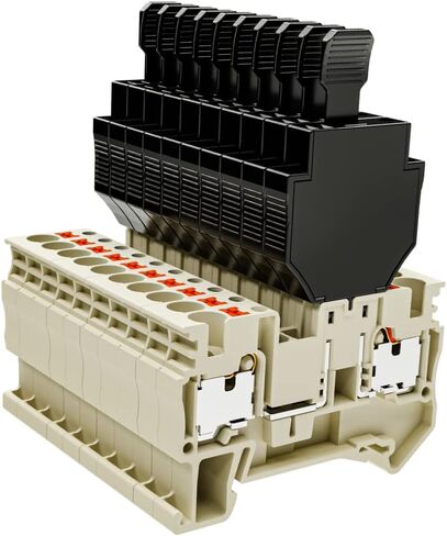 كتل طرفية لصمامات السكك الحديدية Din 10 قطع DP4-TFU(5X20)، 300 فولت 12 أمبير، 24-10AWG، 2 اتصال، موصل طرفي للدفع، مستوى واحد، بيج، كتلة طرفية للدفع، تركيب السكك الحديدية in Kuwait