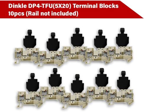 كتل طرفية لصمامات السكك الحديدية Din 10 قطع DP4-TFU(5X20)، 300 فولت 12 أمبير، 24-10AWG، 2 اتصال، موصل طرفي للدفع، مستوى واحد، بيج، كتلة طرفية للدفع، تركيب السكك الحديدية in Kuwait
