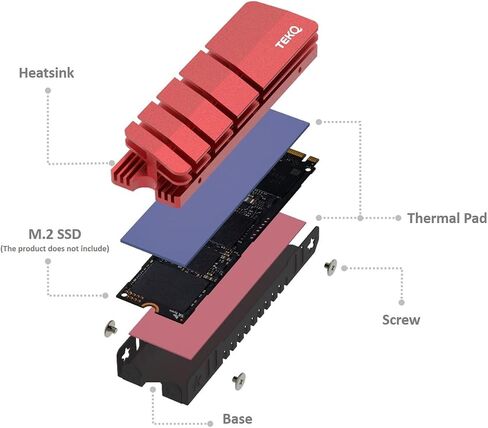 M.2 2280 SSD heatsink, Double-Sided Heat Sink, with Thermal Silicone pad for PC M.2 PCIE NVMe SSD or M.2 SATA SSD (RED) in Saudi Arabia