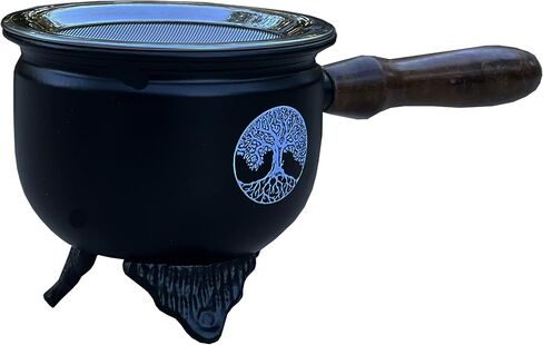 Large Metal Charcoal Incense Burner with Wooden Handle (Tree of Life) in Saudi Arabia