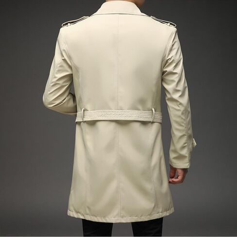 Men's Double Breasted Trench Coat Slim Fit Casual Windbreaker Notch Lapel Belted Long Jacket Overcoat in Saudi Arabia