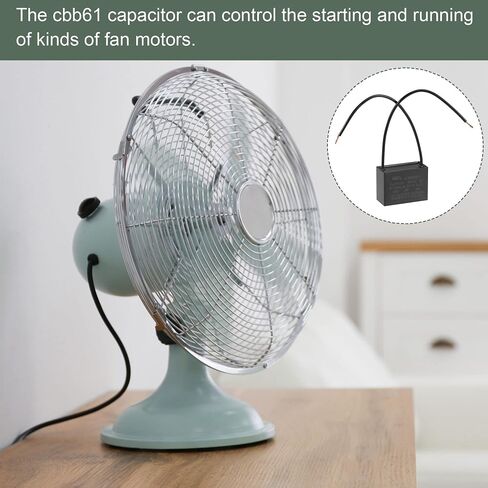YOKIVE 2 Pack Ceiling Fan Capacitor CBB61, Metallized Polypropylene Film Capacitor Great for Fans Pumps Motors Running (4uF 250V AC 2 Wires 38x28x18mm) in Saudi Arabia