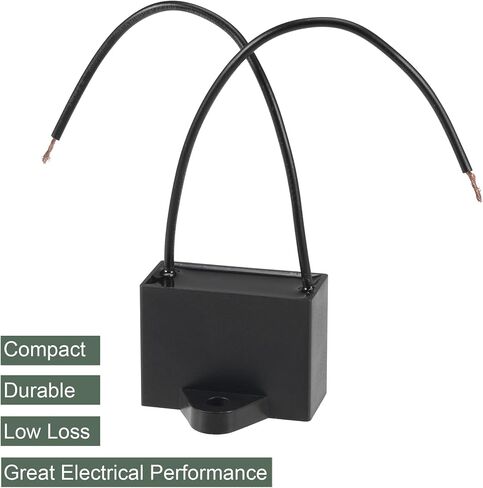 YOKIVE 2 Pack Ceiling Fan Capacitor CBB61, Metallized Polypropylene Film Capacitor Great for Fans Pumps Motors Running (4uF 250V AC 2 Wires 38x28x18mm) in Saudi Arabia