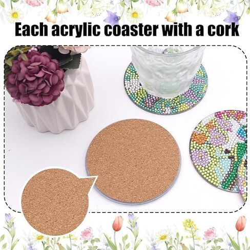 6PCS Diamond Art Painting Coaster with Holder, Football Diamond Art Coasters Kit, DIY Coasters with Cork Base 3 in Kuwait