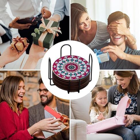 6PCS Diamond Art Painting Coaster with Holder, Football Diamond Art Coasters Kit, DIY Coasters with Cork Base 3 in Kuwait