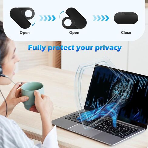 غطاء كاميرا ويب معدني قابل للدوران من imluckies [عبوة من قطعتين]، غطاء كاميرا رفيع للغاية 0.02 بوصة لهاتف iPhone، والكمبيوتر المحمول، وMacBook Pro/Air، وأجهزة الكمبيوتر الشخصي، وiPad وما إلى ذلك. مانع الويب يحمي خصوصيتك، أسود in Kuwait