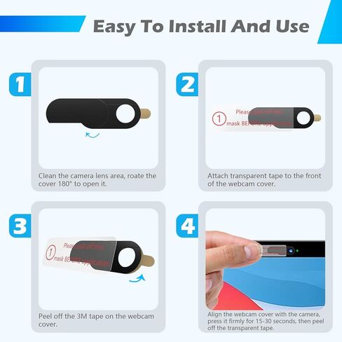 غطاء كاميرا ويب معدني قابل للدوران من imluckies [عبوة من قطعتين]، غطاء كاميرا رفيع للغاية 0.02 بوصة لهاتف iPhone، والكمبيوتر المحمول، وMacBook Pro/Air، وأجهزة الكمبيوتر الشخصي، وiPad وما إلى ذلك. مانع الويب يحمي خصوصيتك، أسود in Kuwait