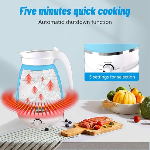 600ml Travel Electric Kettle, Portable Travel Foldable Electric Kettle Home Collapsible 5 Different Temperature Silicone Water Boiler and Tea Pot for Camping (Blue) in Saudi Arabia