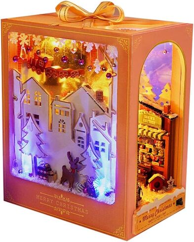 مجموعة أدوات منزل الدمى على شكل زاوية كتاب DIY ألعاب ألغاز أثاث مصغر لبيت الدمى مع LED، هدية حرفية إبداعية لعيد ميلاد الأطفال المراهقين (بيت الغابة الزجاجي) in Kuwait