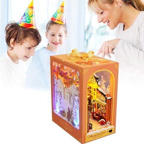 مجموعة أدوات منزل الدمى على شكل زاوية كتاب DIY ألعاب ألغاز أثاث مصغر لبيت الدمى مع LED، هدية حرفية إبداعية لعيد ميلاد الأطفال المراهقين (بيت الغابة الزجاجي) in Kuwait