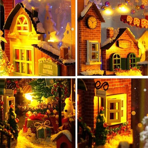 مجموعة أدوات منزل الدمى على شكل زاوية كتاب DIY ألعاب ألغاز أثاث مصغر لبيت الدمى مع LED، هدية حرفية إبداعية لعيد ميلاد الأطفال المراهقين (بيت الغابة الزجاجي) in Kuwait