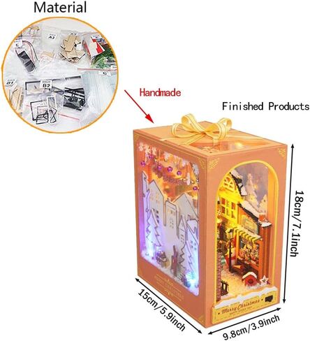 مجموعة أدوات منزل الدمى على شكل زاوية كتاب DIY ألعاب ألغاز أثاث مصغر لبيت الدمى مع LED، هدية حرفية إبداعية لعيد ميلاد الأطفال المراهقين (بيت الغابة الزجاجي) in Kuwait