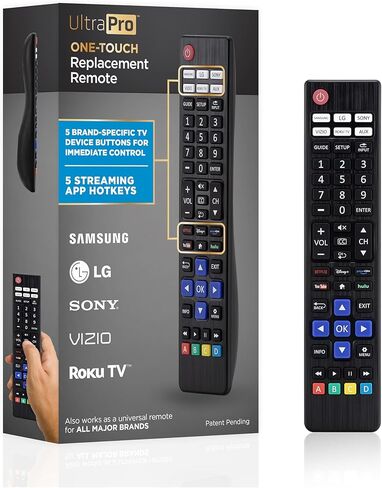 UltraPro Backlit One Touch بديل الاقتران الفوري عن بعد مبرمج مسبقًا لأجهزة Samsung وSony وLG وVizio وRoku TV 2 جهاز 80830 in Kuwait