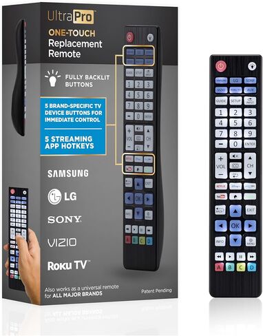 UltraPro Backlit One Touch بديل الاقتران الفوري عن بعد مبرمج مسبقًا لأجهزة Samsung وSony وLG وVizio وRoku TV 2 جهاز 80830 in Kuwait
