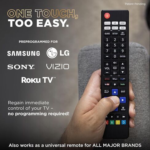 UltraPro Backlit One Touch بديل الاقتران الفوري عن بعد مبرمج مسبقًا لأجهزة Samsung وSony وLG وVizio وRoku TV 2 جهاز 80830 in Kuwait