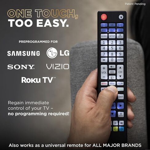 UltraPro Backlit One Touch بديل الاقتران الفوري عن بعد مبرمج مسبقًا لأجهزة Samsung وSony وLG وVizio وRoku TV 2 جهاز 80830 in Kuwait