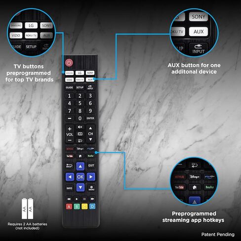 UltraPro Backlit One Touch بديل الاقتران الفوري عن بعد مبرمج مسبقًا لأجهزة Samsung وSony وLG وVizio وRoku TV 2 جهاز 80830 in Kuwait