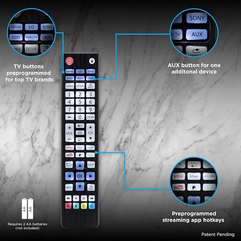 UltraPro Backlit One Touch بديل الاقتران الفوري عن بعد مبرمج مسبقًا لأجهزة Samsung وSony وLG وVizio وRoku TV 2 جهاز 80830 in Kuwait