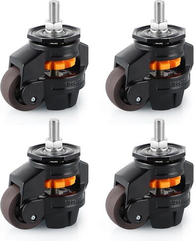 Skelang 4 Pcs Stem Leveling Machine Caster, Retractable Caster Wheel for Industrial Machine Equipment, Heavy Workbench, Movable Furniture, Total Load Capacity 2200Lbs in Kuwait
