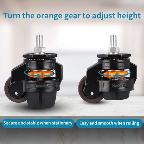 Skelang 4 Pcs Stem Leveling Machine Caster, Retractable Caster Wheel for Industrial Machine Equipment, Heavy Workbench, Movable Furniture, Total Load Capacity 2200Lbs in Kuwait