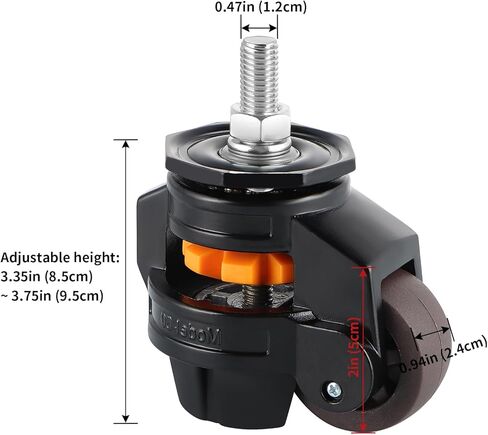 Skelang 4 Pcs Stem Leveling Machine Caster, Retractable Caster Wheel for Industrial Machine Equipment, Heavy Workbench, Movable Furniture, Total Load Capacity 2200Lbs in Kuwait
