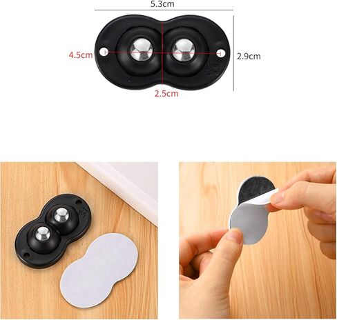 4 PCS Black Mini Self Adhesive Caster Wheels - Sliding Universal Stick Small Adhesive Wheels - for Coffee Table-Coffee Maker-Luggage-Furniture（ with 4 Stainless Steel Rolling Balls） in Kuwait