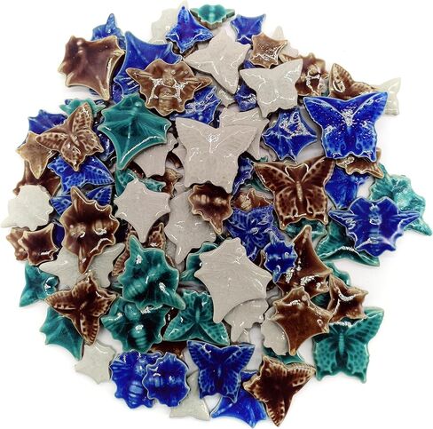 بلاط سيراميك مزجج للحرف اليدوية، بلاط فسيفساء بورسلين بنمط حشرات عشوائية 1 رطل للحرف اليدوية، فراشة نحلة اليعسوب لمشاريع فنية الفسيفساء والديكورات الخارجية in Kuwait