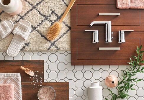Moen T6708-9000 Genta صنبور حمام واسع النطاق بمقبضين مع صمام، كروم in Kuwait