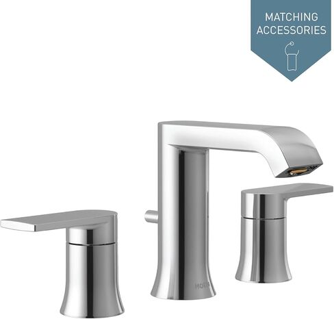 Moen T6708-9000 Genta صنبور حمام واسع النطاق بمقبضين مع صمام، كروم in Kuwait