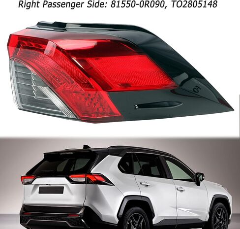 مجموعة مصابيح خلفية LED خلفية، مصباح خلفي للفرامل الخارجي لجانب الركاب الأيمن، لسيارة Toyota RAV4 2019 2020 2021، استبدال #81550-0R090، TO2805148 in Kuwait