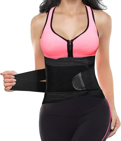 AMIR Waist Trainer Belt for Women - Waist Trimmer - Workout Fitness Back Support Belts - Slimming Body Shaper Belt Black in Saudi Arabia