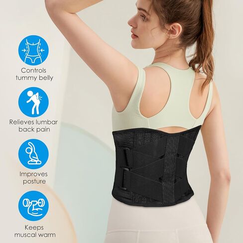 AMIR Waist Trainer Belt for Women - Waist Trimmer - Workout Fitness Back Support Belts - Slimming Body Shaper Belt Black in Saudi Arabia