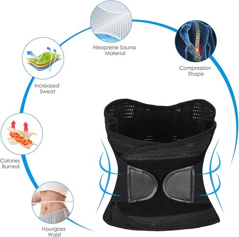 AMIR Waist Trainer Belt for Women - Waist Trimmer - Workout Fitness Back Support Belts - Slimming Body Shaper Belt Black in Saudi Arabia