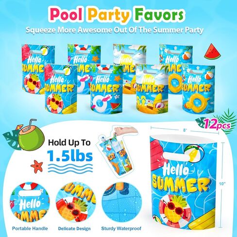 هدايا حفلات حمام السباحة، هدايا حفلات الشاطئ للأطفال 3-4-5-8-12، 96 قطعة من أكياس الهدايا الجيدة للأطفال ألعاب الصيف، كرات الشاطئ، أقلام التلوين، كتب التلوين ألعاب حمام السباحة على الشاطئ للأطفال الذين تتراوح أعمارهم بين 4-8-12 لوازم حفلات حمام السباحة in Kuwait
